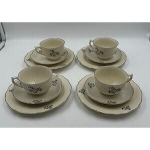 Hackefors Porcelain Sweden Coffee Cup & Saucer Set of 4